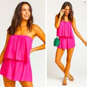 show me your mumu thelma romper in hot pink - size SM